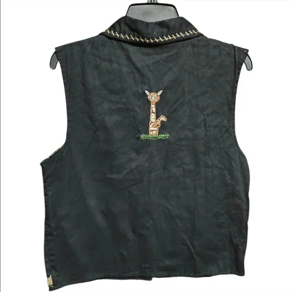 Life Style Patchwork Animal Print Embroidered‎ Vest Women's XL Bohemian Egyptian - Picture 5 of 9